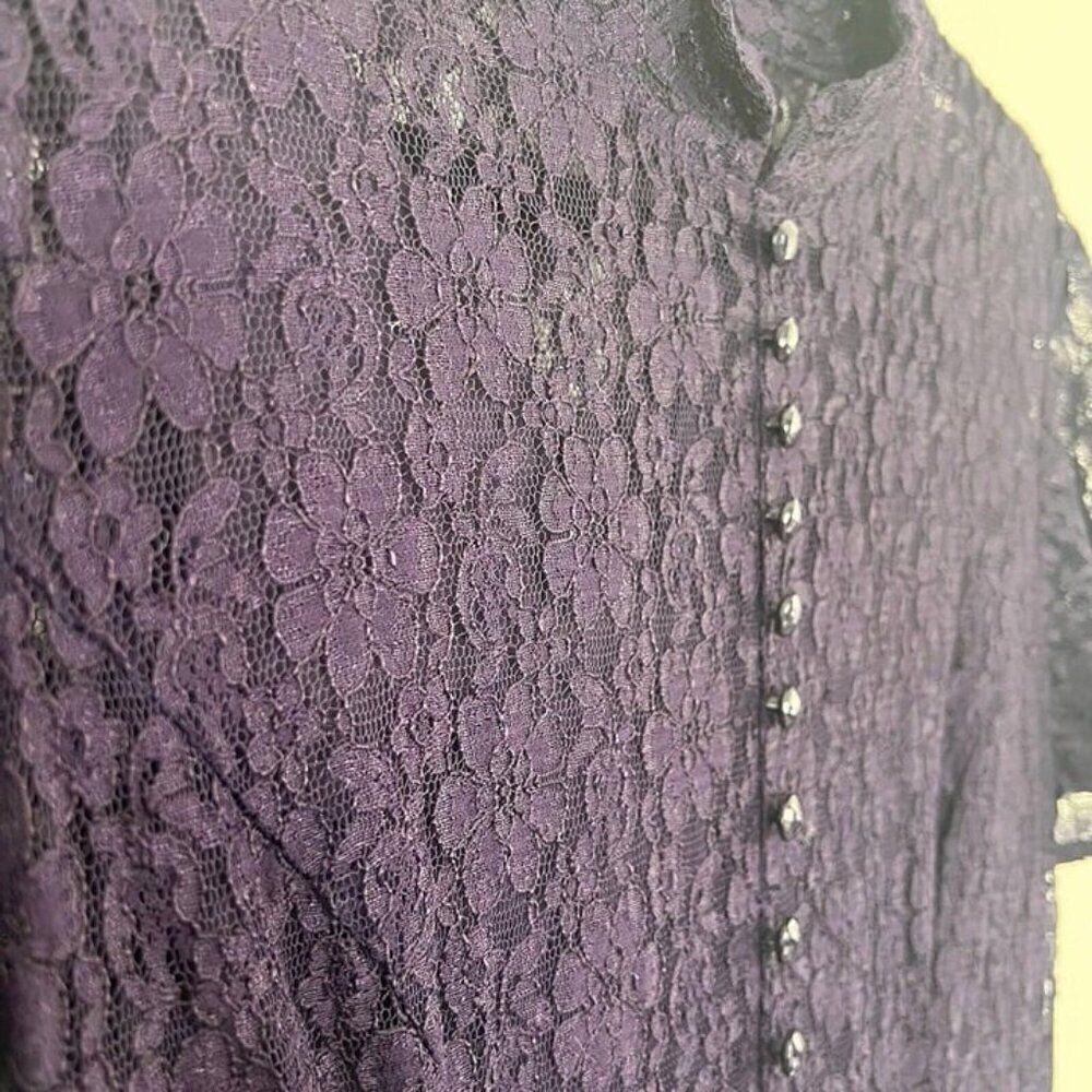 Vintage Purple Lace Romantic Goth Victorian Women Layered Midi/maxi Dress Large - Picture 7 of 12